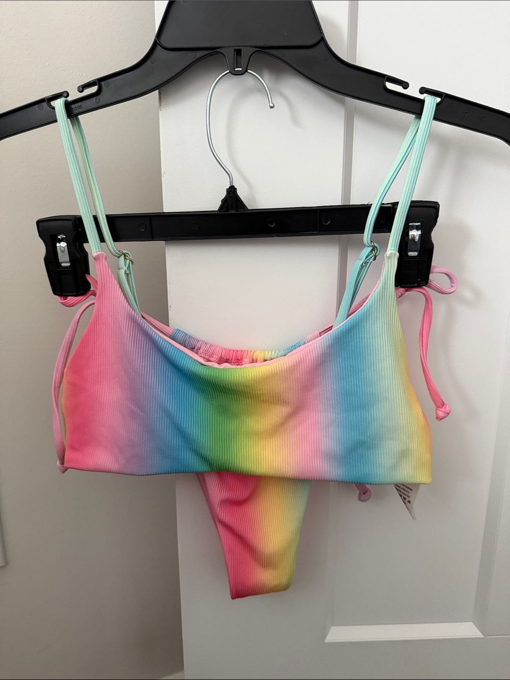 Rainbow Tie-Dye Ribbed String Bikini Set - Picture 2 of 5